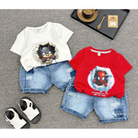 (8-30kg) sỉ sll bộ jean, bộ siêu nhân áo thun quần jean mềm cho bé trai