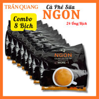 8 BỊCH Cà Phê Sữa NGON Trần Quang - 24 Gói/Bịch - Cafe Hòa Tan, Đậm Đà, Tiện Lợi, Thơm Ngon