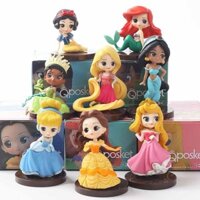 8 Cái / bộ 6-8cm Công Chúa Anime Hình Bạch Tuyết Rapunzel Lọ Lem Nàng Tiên Cá Ariel Bella Jasmine Q Phiên Bản PVC Nhân Vật Hành Động Mô Hình Đồ Chơi Búp Bê