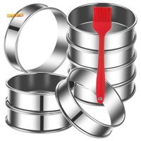 8 Gói Tiếng Anh Muffin Nhẫn 4 Inch Crumpet Nhẫn Thép Không Gỉ Đôi Cán Tart Nhẫn, Nấu Bánh Ngọt Vòng Khuôn 10 X 2.5cm