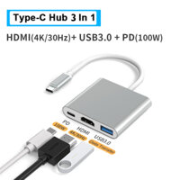 8 in 1 HUB Type C, USB 3.0 PD100W HDMI Tốc Độ Cao Cổng Chia USB Mở Rộng Kết Nối Chuyển Đổi Cho Laptop Táo Laptop PC - Hub Type-C 3 in 1