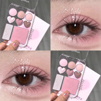 8-màu hình trái tim tình yêu phấn mắt ngọc trai Long lanh sáng bóng Highlighter bóng ánh sáng lung linh màu xám hồng Blush Eyeshadow làm sáng tạo nên