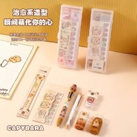 8 Miếng Capybara Bộ Văn Phòng Phẩm Trẻ Em Trở Lại Trường Thước Dán Ghi Chú 6 Màu Bút Bi click gel penot Keo Bút Chì Máy Mài Băng Hiệu Chỉnh Hộp Đựng Bút Chì Mờ Giải Thưởng Trẻ Em