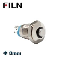 8 Mm Mini Kim Loại Nút Nhấn Công Tắc Tắt Nhất Thời Cao Đầu Công Tắc 3 Nguồn 12 V LED Chiếu Sáng Đẩy nút 1 Không Có Công Tắc