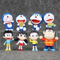 8 Mô Hình Nhân Vật DORAEMON Và Những Người Bạn,Trang trí bánh kem,Trang trí bàn học, bàn làm việc