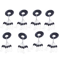 8 Pcs 6 in 1 Oval Shape Black Rubber Stopper Bead Fishing Bobber