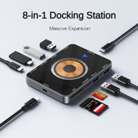 8-trong-1 sạc nhanh không dây 60w usb c hub 5gbps loại c docking station tf / sd card reader qc / pd power inlet cho pc điện thoại