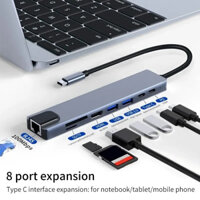 8 Trong 1 USB Loại C Bộ Chia Cho 4K HDMI RJ45 Ethernet 3.0 Đầu Đọc Thẻ TF PD Phân Phối Nguồn Mac-cbook Pro Dock