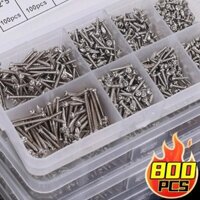 800 Cái / bộ M2 Bộ dụng cụ phân loại vít Phillips tự khai thác - Bộ vít tròn bằng thép Carbon - Phụ kiện sửa chữa đồ thủ công DIY gia dụng - Đai ốc tự khóa Vít móng tay bằng gỗ