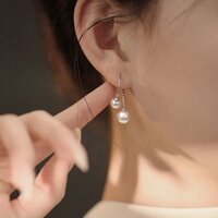 8008 Người Bộ Sưu Tập Shijia Bông Tai Ngọc Trai Nữ Bạc Cao Cấp Ánh Sáng Sang Trọng Tai Móc Tai Niche Thiết Kế Bông Tai 2024