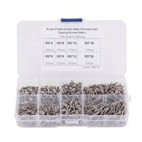 800pcs M2 Screw Assortment Kit M2 Cross Drive Flat Head Self-Tapping Screws Nickel-Plated Carbon Steel Wood Screws Kit w