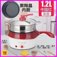 (8069) Nồi lẩu mini ca nấu mì điện hấp đa năng 2 tầng hàn quốc giá tốt .