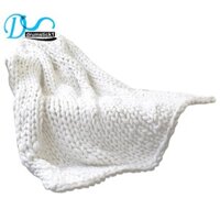 80x100cm Mới Ấm Áp Handmade Chunky Đan Chăn Dây Dày Sợi Dệt Kim Ném Sofa Chăn Trang Trí Giường Nhà-Trắng