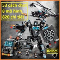 [820 CHI TIẾT] Bộ Lego lắp ráp xếp hình BIỆT ĐỘI SWAT GỒM Ô TÔ, TRỰC THĂNG, ROBOT CỰC NGẦU
