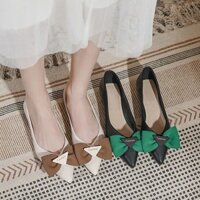 [828 người thích] Giày nữ thắt nơ nhẹ nhàng, mũi nhọn tiên nữ với váy, giày bệt Miệng nông Hàn Quốc