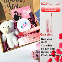 8/3 Tặng kèm HỘP QUÀ GẤU ,CỌ VÀ GƯƠNG,Son Kem Lì Rosy, rosy sweet love trang điểm môi mịn 3g