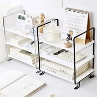 (855) Giá Kệ Đựng Đồ Viền Inox 2 - 3 Tầng Để Bàn, Giá Đựng Đồ, Kệ Sách Đa Năng