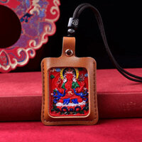 86% Tỷ lệ mua lại Mặt dây chuyền da phi kim loại Phong cách Tây Tạng Chơi Thangka Lớp đầu tiên Túi da bò Mặt dây chuyền Ram Tám người bảo vệ Phong cách hợp thời trang quốc gia 3.1