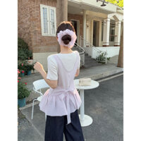 86165 Áo Vest nơ màu tím không tay buộc dây