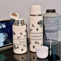 8647 Bộ Sưu Tập Người Gardenia Nắp Đôi Bình Giữ Nhiệt Nam Nữ Dung Tích Lớn Ấm Siêu Tốc Thép Không Gỉ Di Động Ô Tô Ngoài Trời Trà Cốc 1210