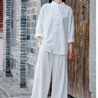 8654 Bộ Sưu Tập Người Thái Cực Phù Hợp Với Nam Nữ Luyện Tập Kung Fu Hiệu Suất Phong Cách Trung Hoa Võ Thuật Quần Vải Lanh Cotton Xuân Thu Đứng Cổ Khóa Đáy Áo Sơ Mi 2.23