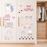 86m0 Cô Gái Trang Trí Phòng Ngủ Trẻ Em Tủ Quần Áo Họa Tiết Cửa Trang Trí Tân Trang Miếng Dán Giấy Dán Tường Trượt Tự Dính Tường FX01