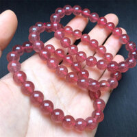 8.6mm Tự Nhiên Dâu Thạch Anh Mặt Dây Chuyền Vòng Tay Đá Quý Thời Trang Pha Lê Trang Sức Nữ Ngày Lễ Quà Tặng 1 Chiếc