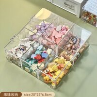 (879) Hộp Nhựa Trong Suốt Nhiều Ngăn Đựng Charm Đa Năng Để Bàn