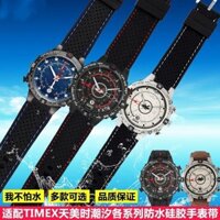 8/7✈Thích hợp cho Timex Tide T2N739 / T2N720 / T2N721 series dây đeo đồng hồ nhô ra bằng silicon nylon chống thấm nước