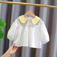 89:B3 Áo sơ mi trắng cổ sen Nami Kids phong cách đơn giản cho bé gái