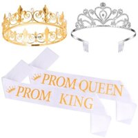 [8c04] Bộ vương miện và vương miện Long lanh Prom King và Prom Queen Sashes và vương miện Tiara [8C]