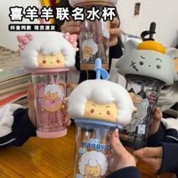 8F Cừu Vui Vẻ Và Sói Xám Liên Danh Cốc Nước Đầu To, Bạn Tốt Trao Đổi Cốc, Nắp Ống Hú