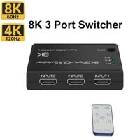 8k 60hz HDMI2.1 Switch 3D HDR 3x1 HDMI Switching Bộ chuyển đổi Video âm thanh 1080p 4k 120hz Màn hình cho PS4 PS5 TV Box Xbox Game Player Laptop PC Switch sang TV Monitor Máy chiếu