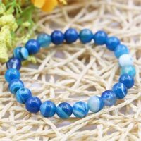 8mm hạt tròn màu xanh sọc bọc mã não vòng tay ngọc bích tự nhiên vòng tay đàn hồi vòng tay trung tính cặp đôi quà tặng