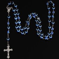 8mm Thổ Nhĩ Kỳ Ác Mắt Cầu Nguyện Hạt Mân Côi Dây Chuyền Đức Mẹ Đồng Trinh Maria Huy Chương Thánh Giá Thập Giá Chaplet Tôn Giáo Rửa Tội Trang Sức