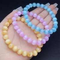 8mm Tự Nhiên Mèo Mắt Đá Selenite Vòng Tay Handmade Pha Lê Thạch Anh Trang Sức Co Giãn Lắc Tay Trẻ Em Quà Tặng Sinh Nhật 1 Chiếc