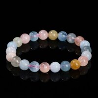 8mm Tự Nhiên Morganite Tròn Hạt Vòng Tay Pha Lê Sức Khỏe Lắc Tay Yoga Dây Đeo Tay Trang Sức Thời Trang