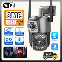 8mp 4K HD Ống Kính Kép WiFi IP Camera Tầm Nhìn Ban Đêm Ai Phát Hiện Con Người PTZ Video Ngoài Trời Camara Camera Quan Sát Không Dây Bảo Vệ An Ninh
