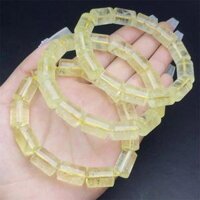 9-10mm Tự Nhiên Chanh Citrine Xô Hạt Vòng Tay Handmade Pha Lê Thạch Anh Trang Sức Co Giãn Lắc Tay Trẻ Em Quà Tặng Sinh Nhật 1 Chiếc