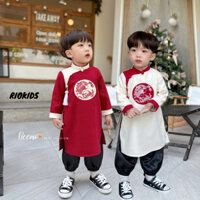 [9-24kg] Áo dài nhung bé trai BEEMO, cách tân Tết kèm quần cho bé đi chơi du xuân AD3