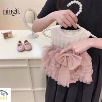 (9-25kg) set áo sat nách lưới kết hợp chân váy xòe nhiều tầng cho bé xinh yêu