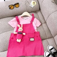 9-25kg_ Sét Váy Yếm Kaki Kèm Áo Bé Gái (Mới)