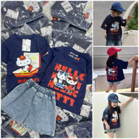 (9-27kg) Set quần áo trẻ em áo cộc Hello Kitty mix quần short bò