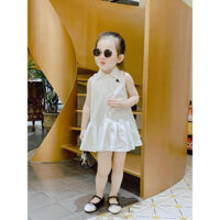 (9-27kg) Váy đầm bé gái polo trắng sát nách