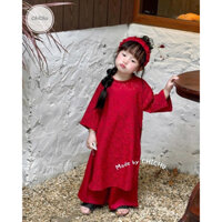 (9-30kg) áo dài cách tân- dài tết bé trai bé gái lụa kèm bờm