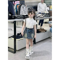 (9-30kg) sỉ set váy jean áo thun cổ lọ mềm mát, set lụa cổ yếm, 2 dây Jane kids