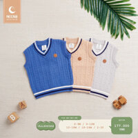 (9-36M) Áo gile len lông cừu cổ tim dày Moon cho bé trai