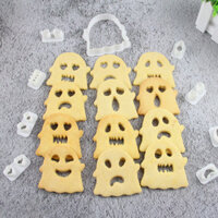9 Cái / bộ Halloween Cookie Cutter Hình Ma Bánh Quy Khuôn PLA Nhựa Fondant Bánh Cắt 3D Tay Áp Lực Nhà DIY Dụng Cụ Nướng Bánh