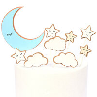 9 Chiếc Bánh Topper Bộ Dễ Thương Trăng Sao Cloud Cupcake Topper Bánh Sinh Nhật Trang Trí