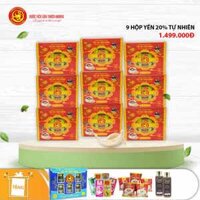 9 Hộp yến sào Thiên Hoàng 20% Hương tự nhiên (6 lọ/hộp) - Tặng 1 hộp yến sào Thiên Hoàng 15% vani + 6 lon yến + 6 gói cháo yến Thiên Hoàng + 2 chai mật ong Hoa Tràm 400gr